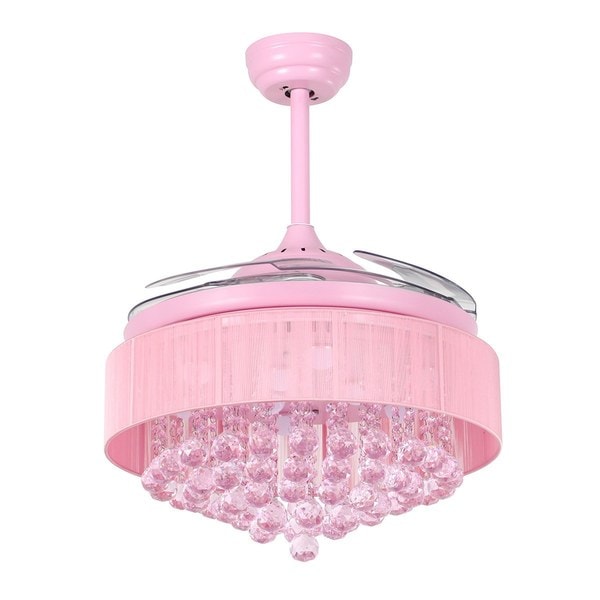 pink chandelier ceiling fan light kit