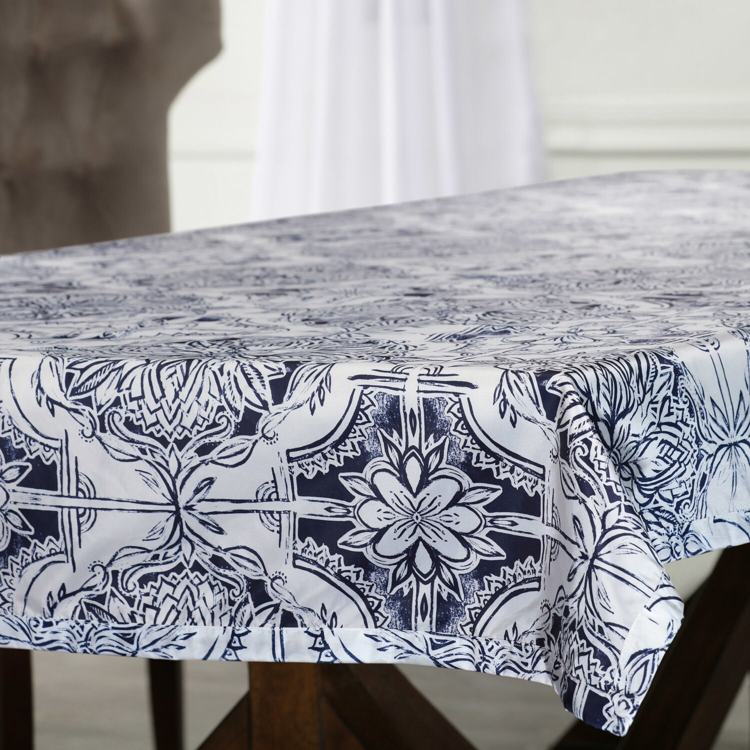 Shop Exclusive Fabrics Delft Blue Designer Faux Silk Taffeta