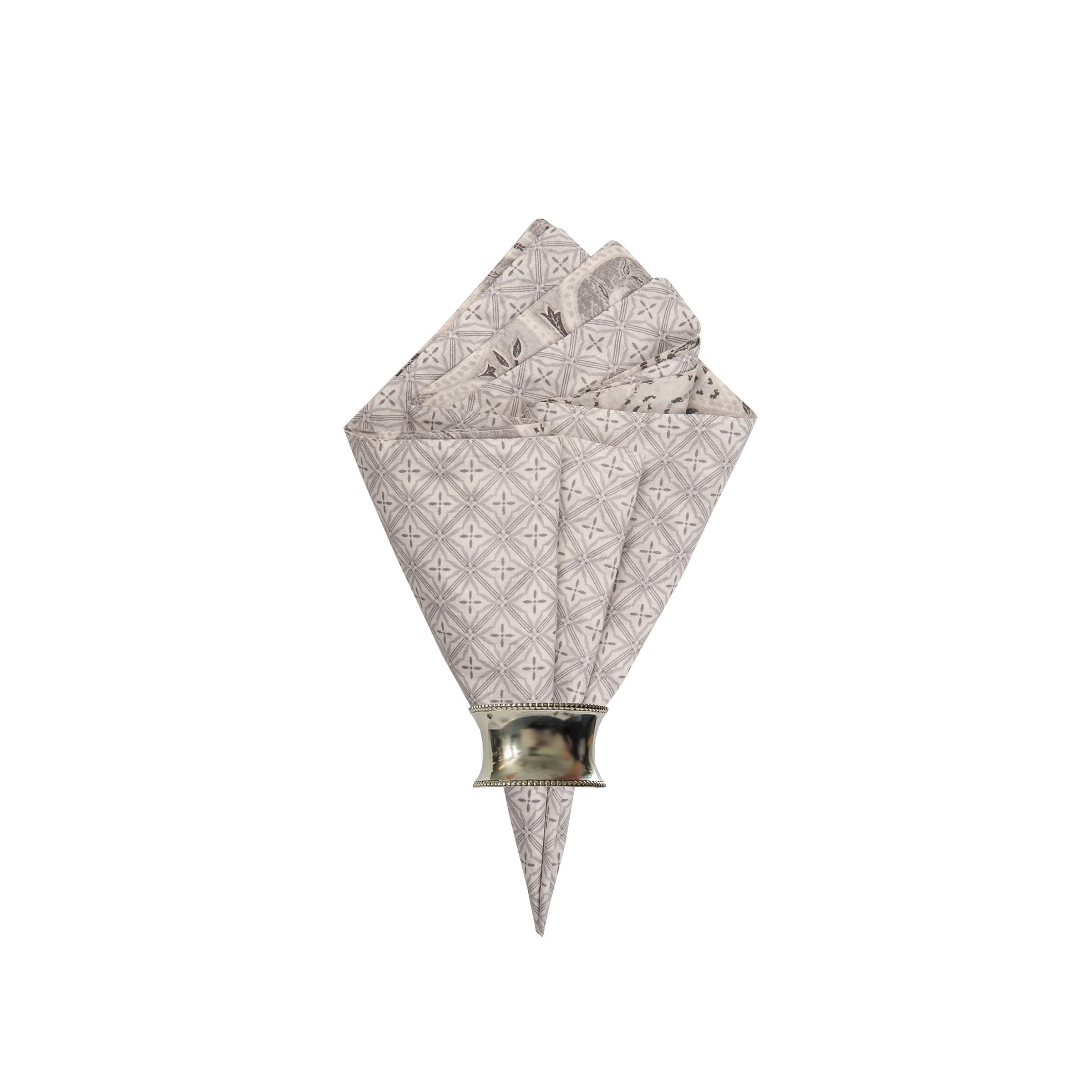 Nazima Gray Cotton Reversible Napkin Set of 6