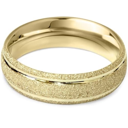 Pompeii3 10k Yellow Gold Brushed Mans 5MM Comfort Fit Wedding Ring Mens Band - White