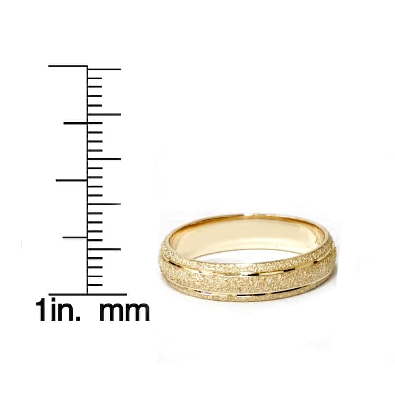 Pompeii3 10k Yellow Gold Brushed Mans 5MM Comfort Fit Wedding Ring Mens Band - White