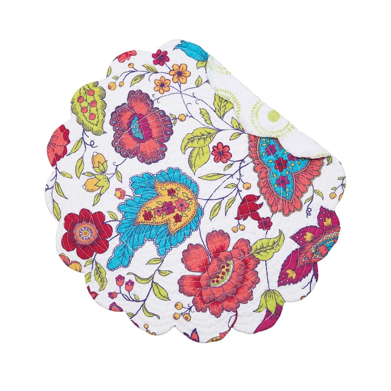 Eva Cotton Quilted Placemat Set of 6 - Round