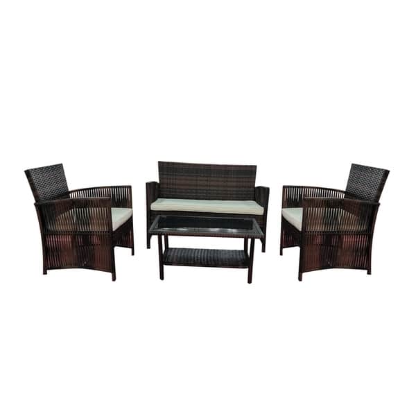 Ids Home 4 Pieces Patio Furniture Dining Set Garden Outdoor 4 Pieces Patio Furniture Dining Set