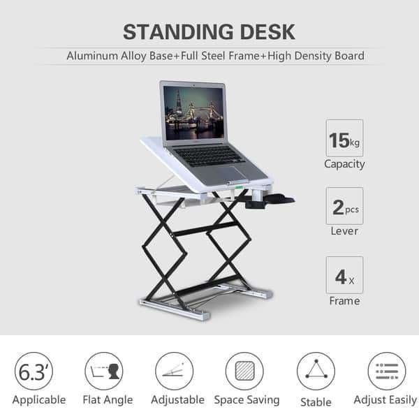 Shop Standing Desk Riser Tilt Sit Stand Up Table Converter W