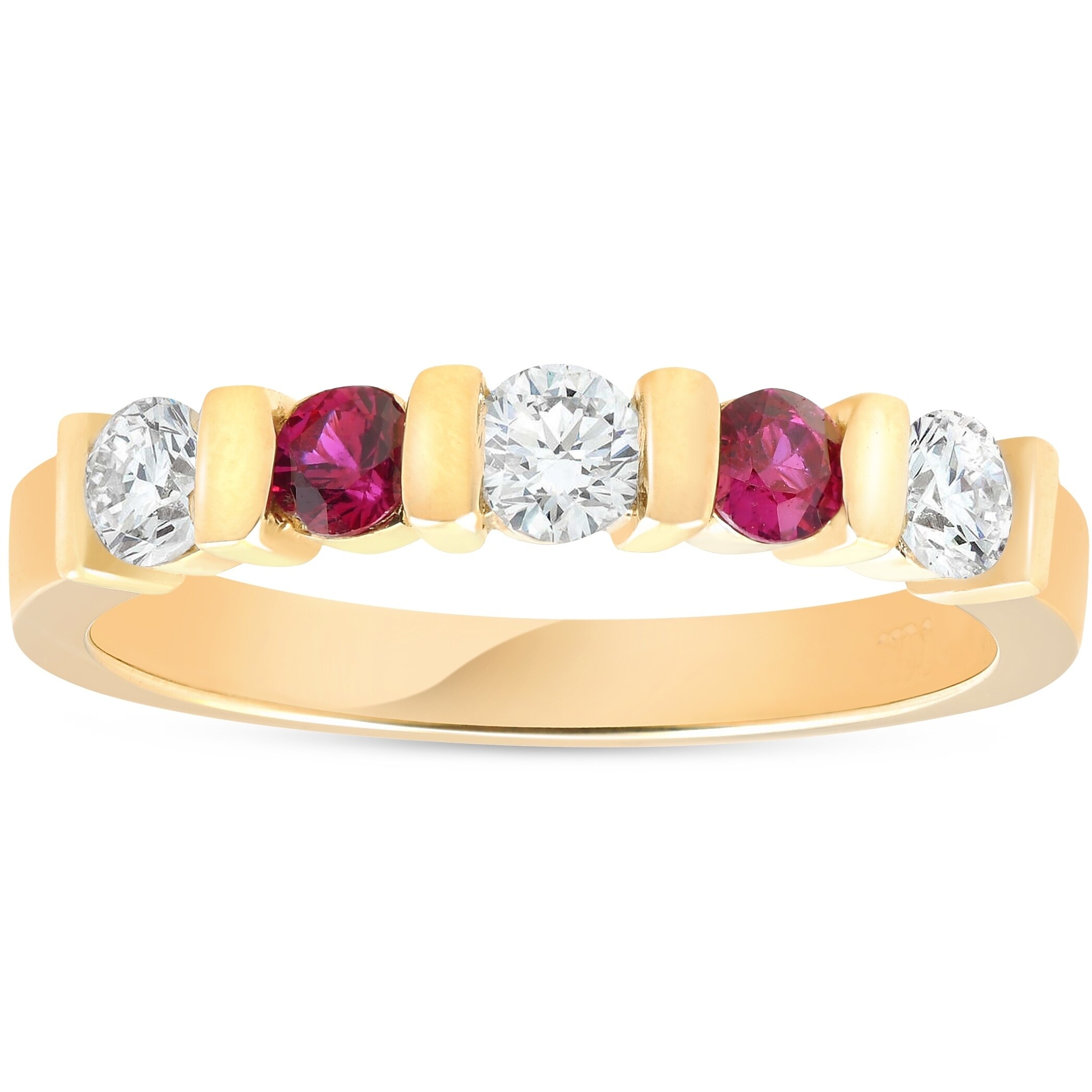 14K White Gold Round Diamond Ladies 5 Five Stone Wedding Anniversary Stackable Ring Band Ultra Premium Collection 1 Carat ctw