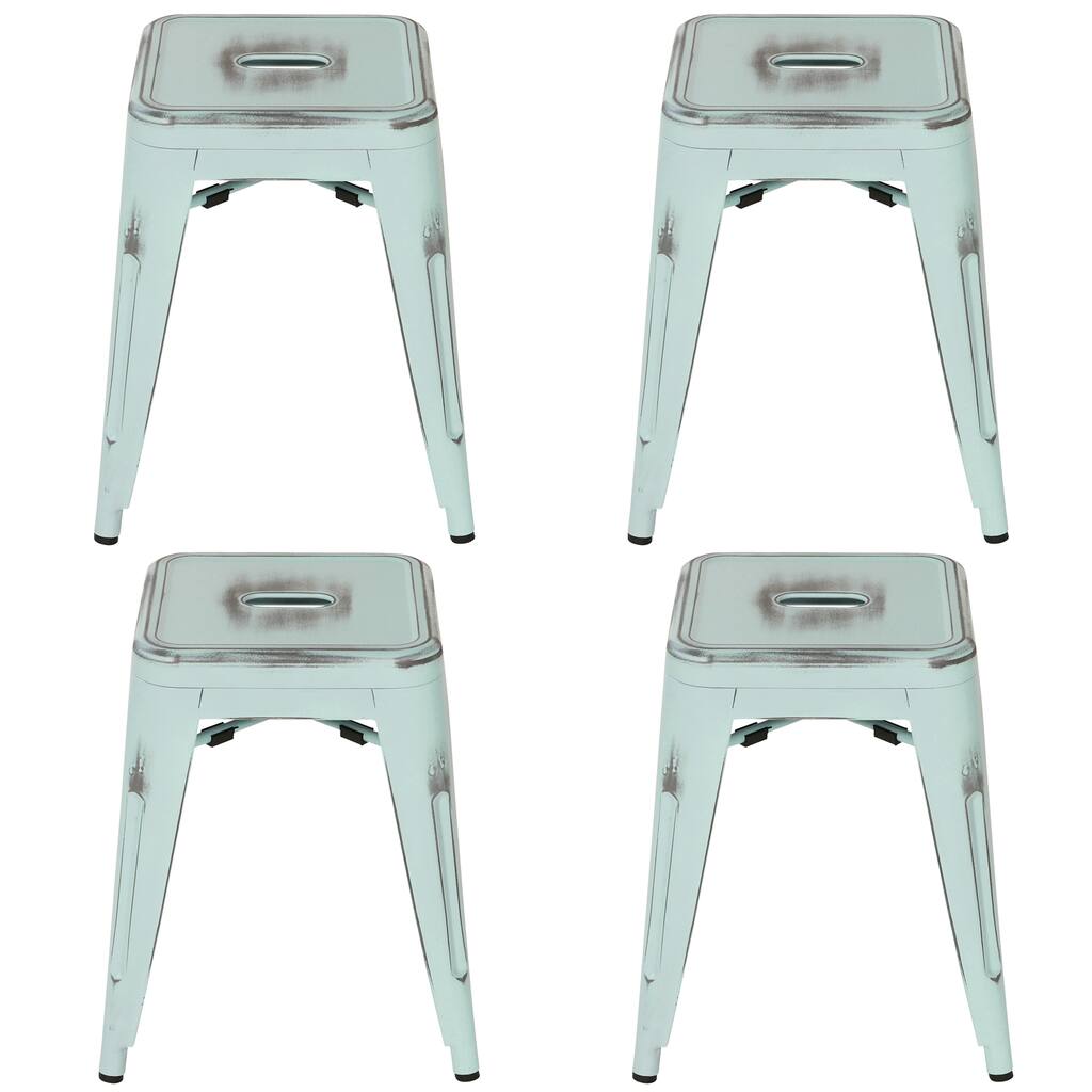 Metal Industrial 18" Stool - Distressed Antique Blue (Set of 4)