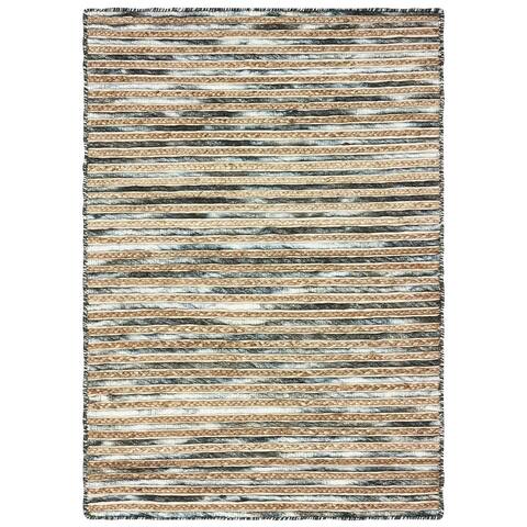LR Home Topanga Striped Wool and Jute Indoor Area Rug (5'x8') - 5' x 7'9" - 5' x 7'9"