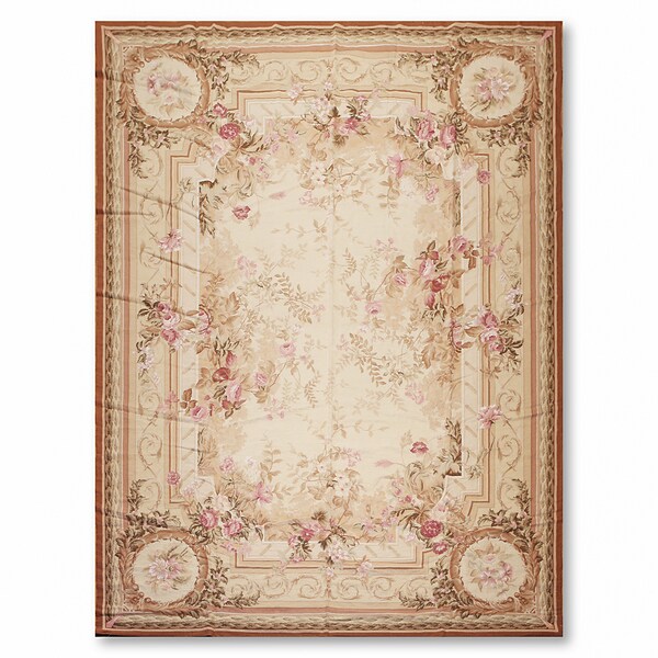 Shabby Chic Victorian Asmara Needlepoint Aubusson Hand Woven Area Rug (9'x12')
