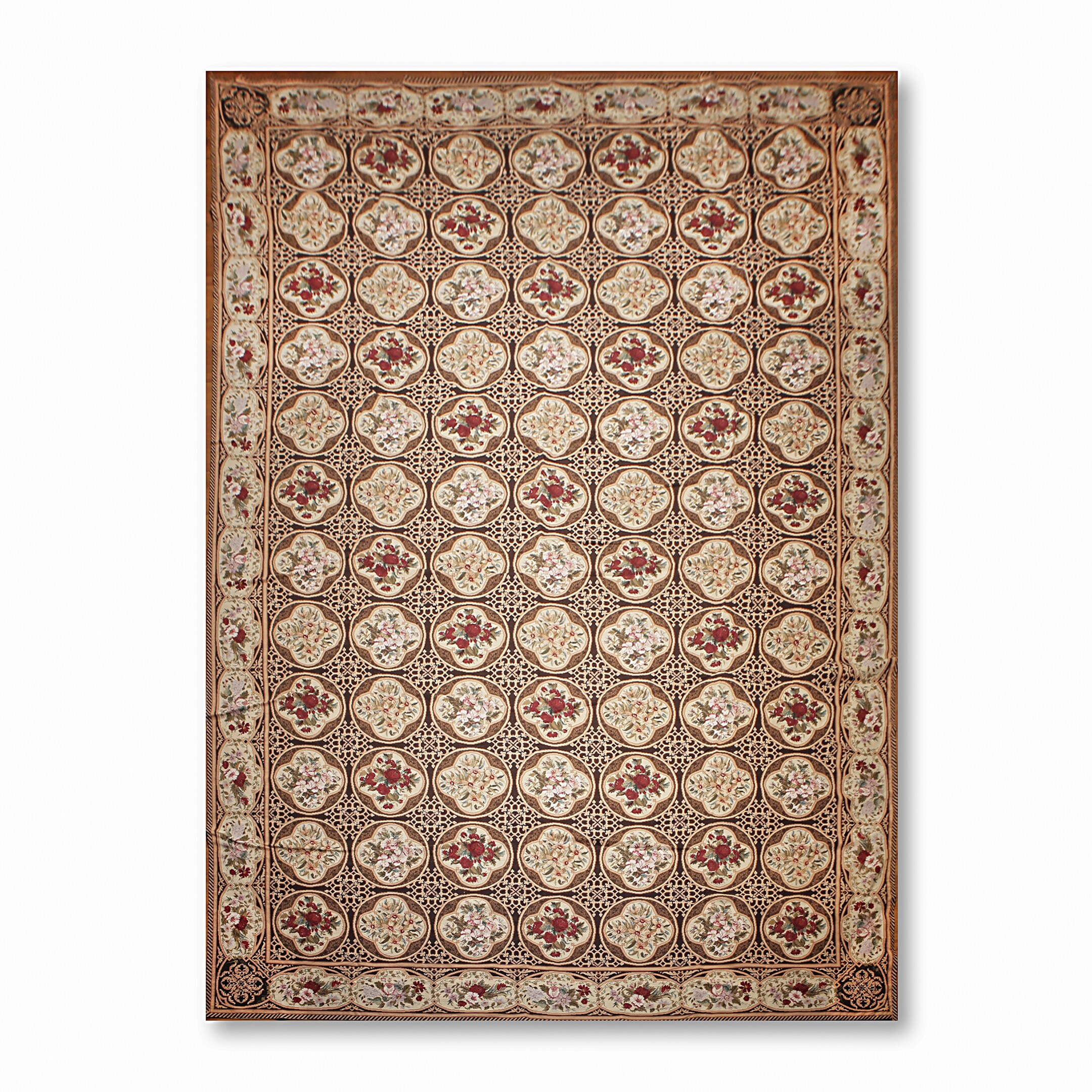 Ornate Asmara Needlepoint Aubusson Area Rug - Beige/Chocolate Brown -  12' x 18' - Beige/Chocolate Brown - 12' x 18' - On Sale -  Overstock - 19994560