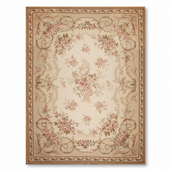 Ornamental Asmara Needlepoint Aubusson Hand Woven Area Rug - 10'x14'