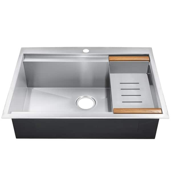 AKDY Farmhouse Apron Front 33-in x 22-in Brushed Stainless Steel