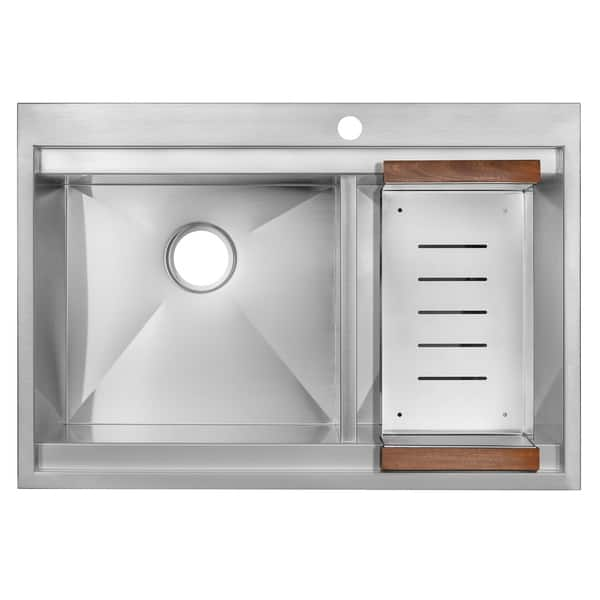 AKDY Farmhouse Apron Front 33-in x 22-in Brushed Stainless Steel