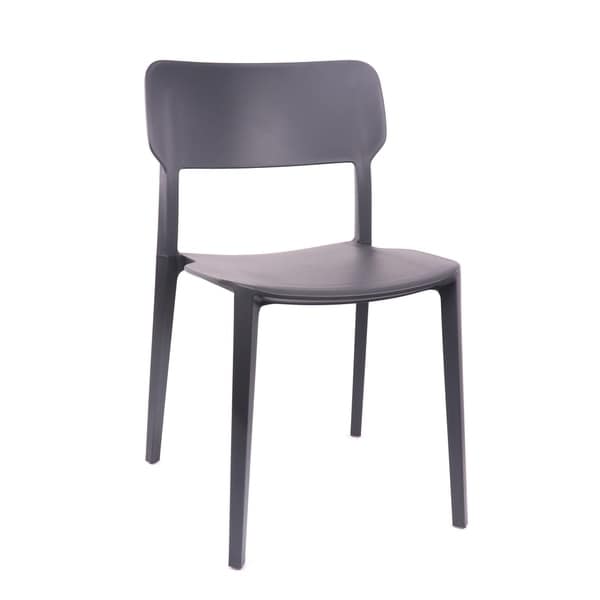 Viro Black Grey Modern Stackable Side Chair (Set of 4)