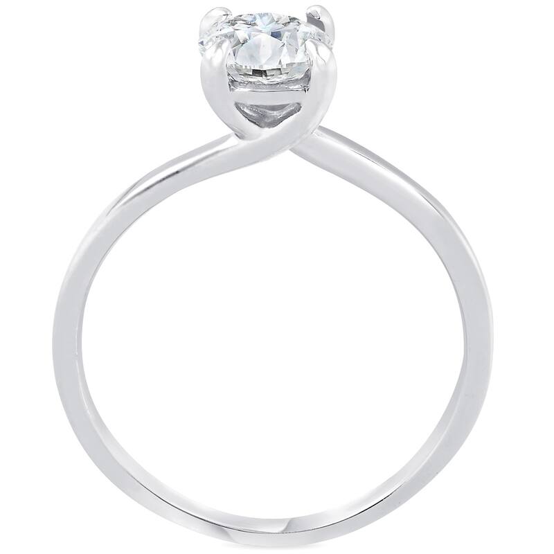 Pompeii3 14K White Gold 3/4 ct TDW Solitaire Diamond Clarity Enhanced Round Brilliant Cut Engagement Ring