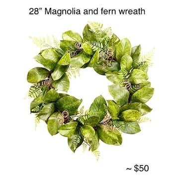 28" Magnolia and fern wreath