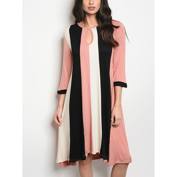 JED Women's Colorblock 3/4 Sleeve Tunic Knee Length Dress. Opens flyout.