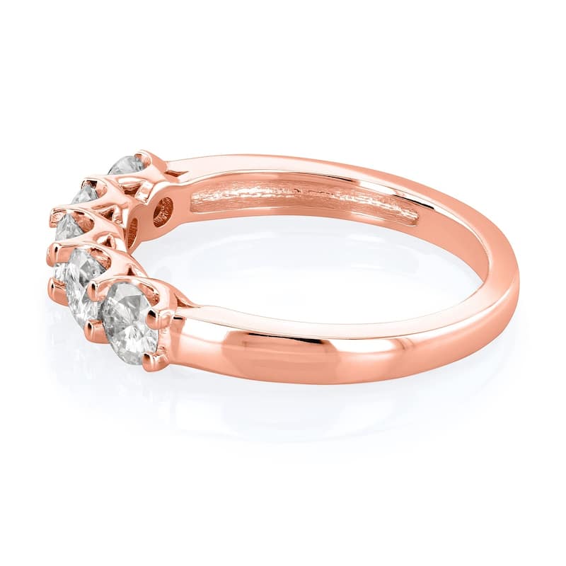 Annello by Kobelli 14k Gold 1ct TDW Round Five Stone Diamond Prong-set Wedding Band - Multiple Color Options