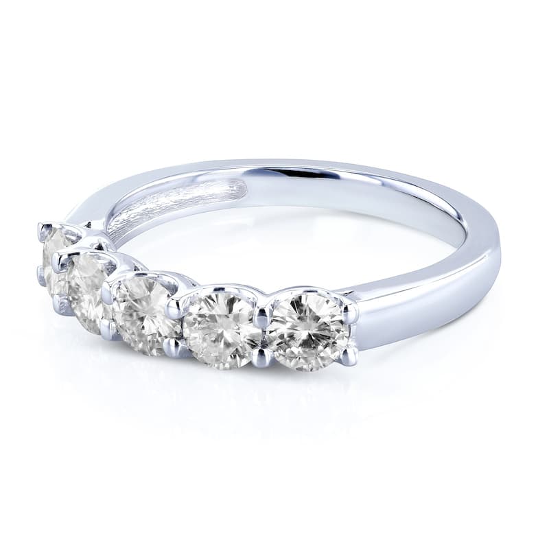 Annello by Kobelli 14k Gold 1ct TDW Round Five Stone Diamond Prong-set Wedding Band - Multiple Color Options