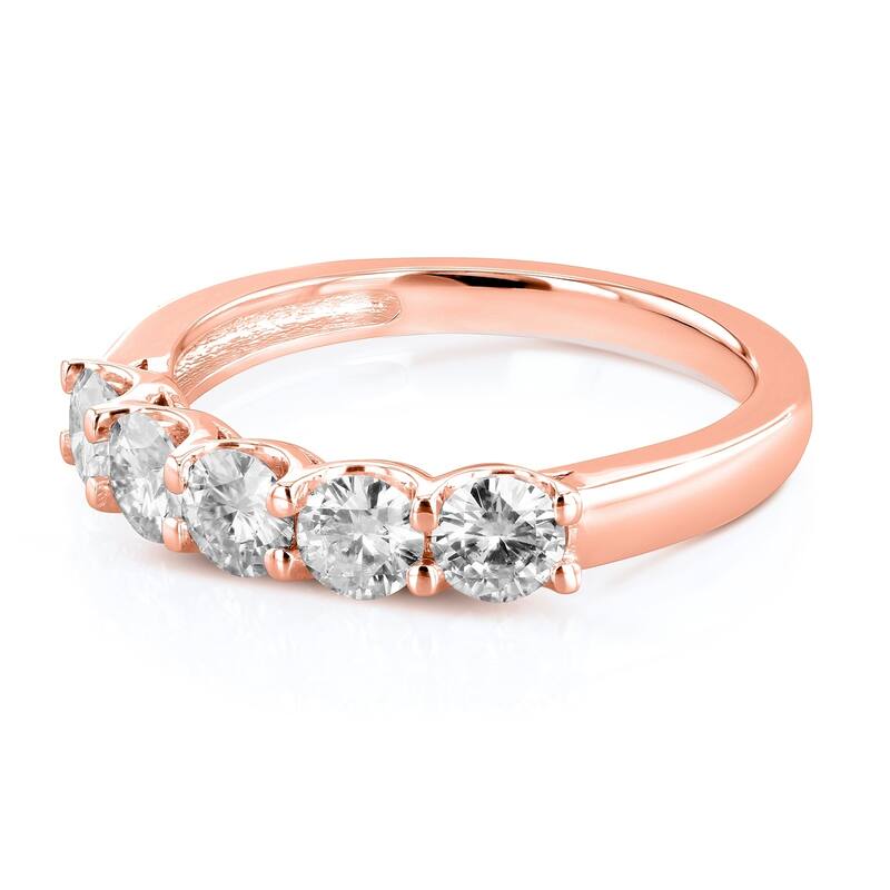 Annello by Kobelli 14k Gold 1ct TDW Round Five Stone Diamond Prong-set Wedding Band - Multiple Color Options