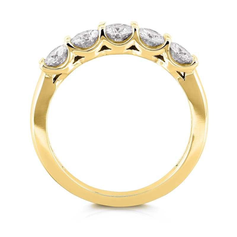 Annello by Kobelli 14k Gold 1ct TDW Round Five Stone Diamond Prong-set Wedding Band - Multiple Color Options