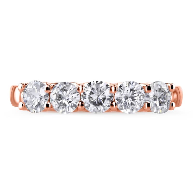 Annello by Kobelli 14k Gold 1ct TDW Round Five Stone Diamond Prong-set Wedding Band - Multiple Color Options