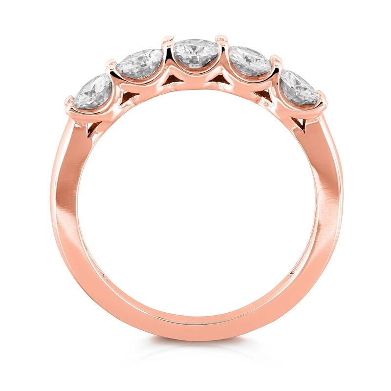 Annello by Kobelli 14k Gold 1ct TDW Round Five Stone Diamond Prong-set Wedding Band - Multiple Color Options