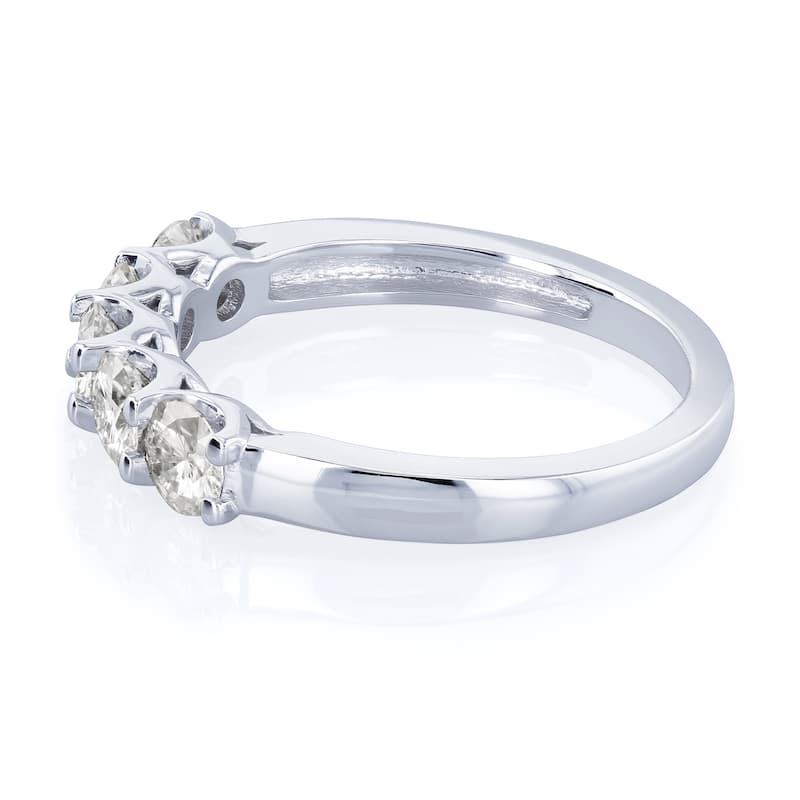 Annello by Kobelli 14k Gold 1ct TDW Round Five Stone Diamond Prong-set Wedding Band - Multiple Color Options