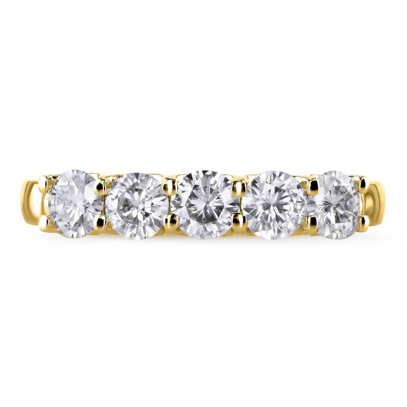 Annello by Kobelli 14k Gold 1ct TDW Round Five Stone Diamond Prong-set Wedding Band - Multiple Color Options