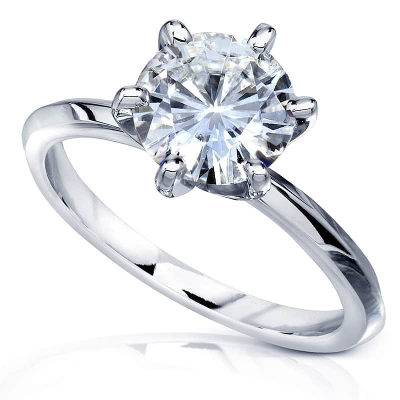 Annello by Kobelli 14k Gold 2 Carat Classic Solitaire Round Brilliant Moissanite Engagement Ring (DEF, VS) - Multiple Colors