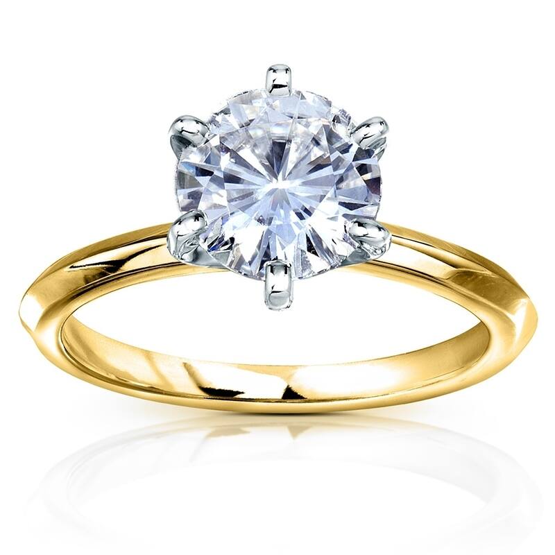 Annello by Kobelli 14k Gold 2 Carat Classic Solitaire Round Brilliant Moissanite Engagement Ring (DEF, VS) - Multiple Colors - 5 - Yellow