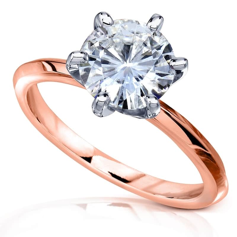 Annello by Kobelli 14k Gold 2 Carat Classic Solitaire Round Brilliant Moissanite Engagement Ring (DEF, VS) - Multiple Colors