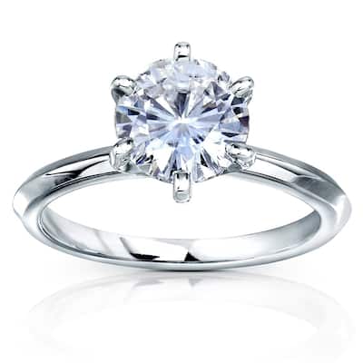 Annello by Kobelli 14k Gold 2 Carat Classic Solitaire Round Brilliant Moissanite Engagement Ring (DEF, VS) - Multiple Colors
