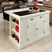 Copper Grove Parsa Distressed White Board Kitchen Island with Drop-leaf Breakfast Bar