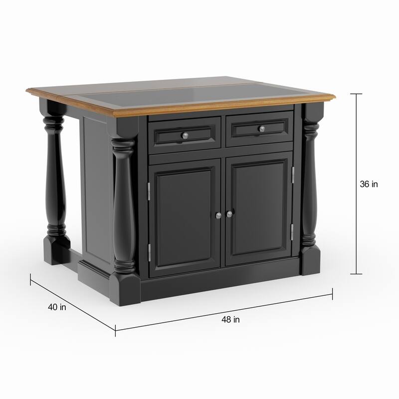 Monarch Black and Oak Kitchen Island