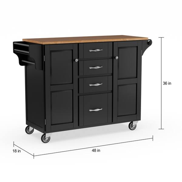 Copper Grove Puff Island Black Finish with Brown Top Kitchen Cart - Bed ...