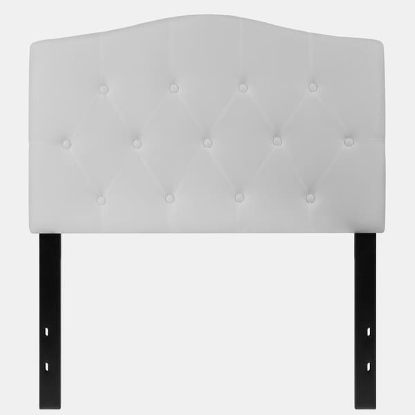 Medford Twin Size White Fabric Upholstered Tufted Headboard