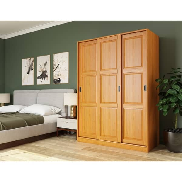 Shop Copper Grove Caddo Customizable Solid Pine Three Sliding Door