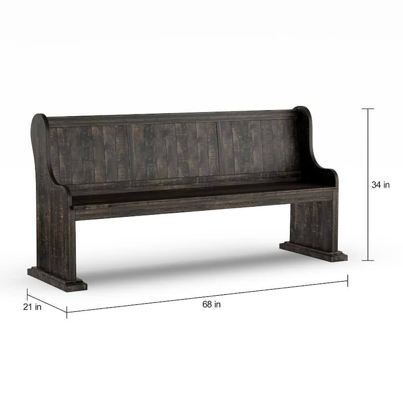 Magnussen Home Bellamy Peppercorn Bench - 67.75"W x 20.5"D x 34.38"H