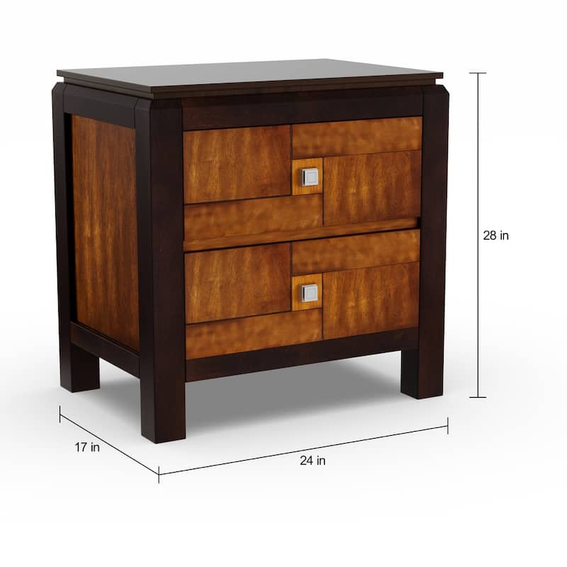 Poa Transitional Walnut Solid Wood 2-Drawer Nightstand by Furniture of America
