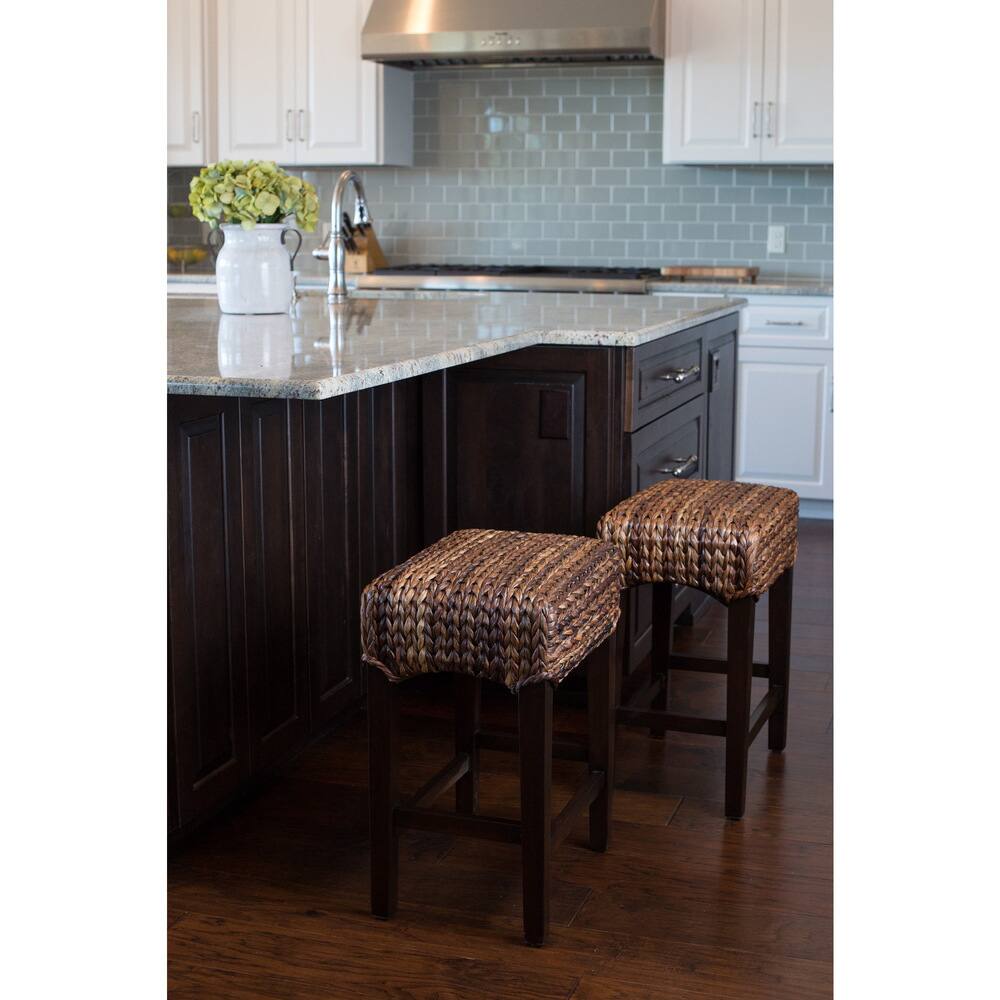 The Curated Nomad Fairway Sea Grass Backless Counter Stools (Set of 2)