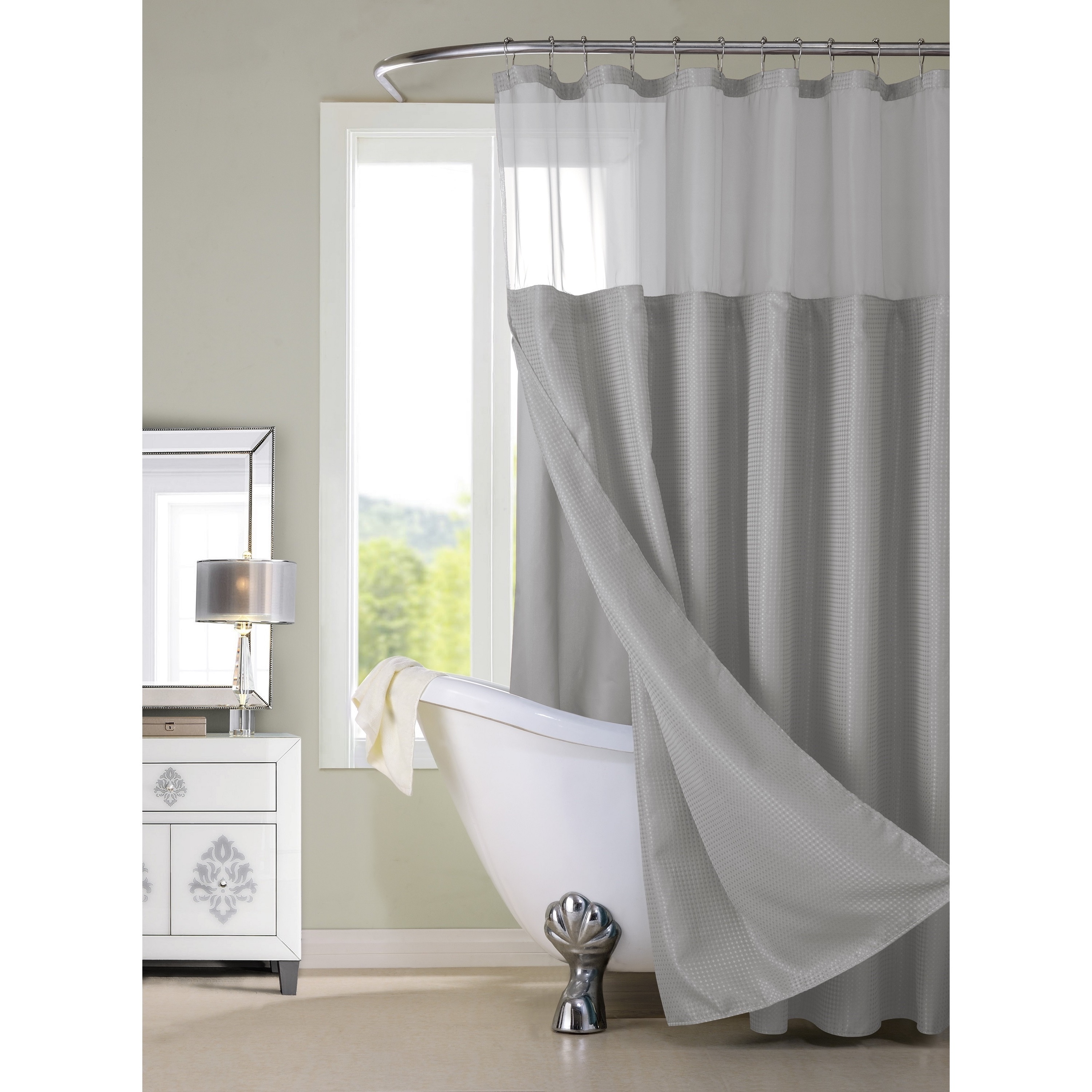 silver shower curtain