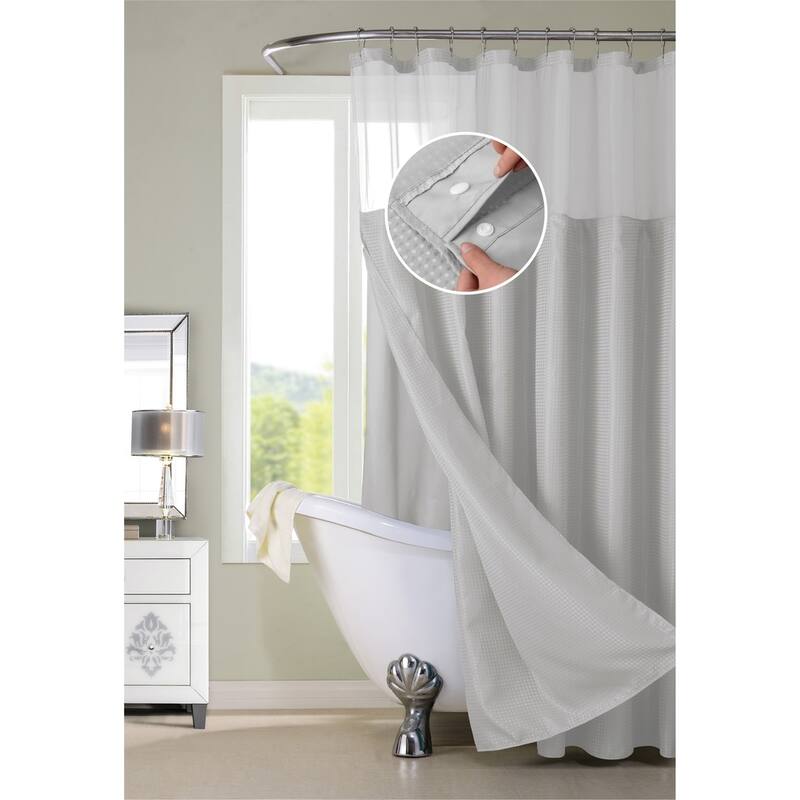 Porch & Den Roycroft Hotel Shower Curtain with Detachable Liner - Silver