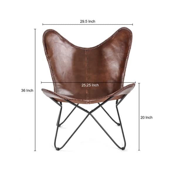 Shop Montreux Iron Butterfly Chair With Real Leather Seat On