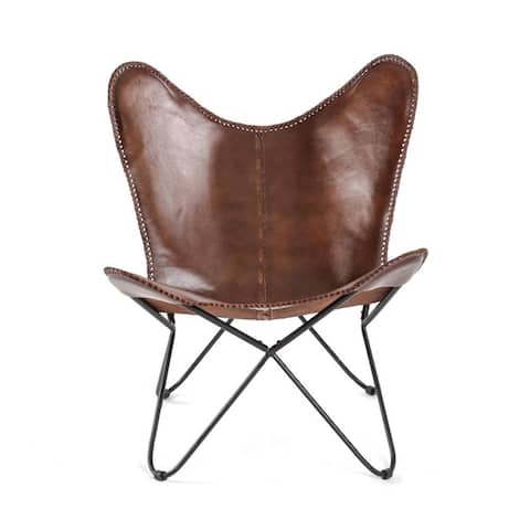 Montreux Iron Butterfly Chair with Real Leather Seat