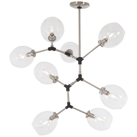 George Kovacs Nexpo 8-Light Pendant Light-Modern, Brushed Nickel/ Black Accents Finish, Clear Glass Shades