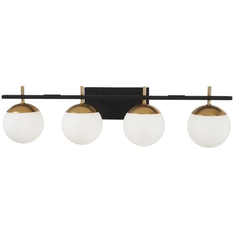 George Kovacs Alluria 4-Light Bathroom Vanity Light-Weathered Black/Autumn Gold Finish, Etched Opal Glass Shade