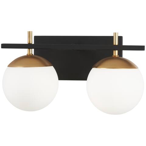 George Kovacs Alluria 2-Light Bathroom Vanity Light-Weathered Black/Autumn Gold Finish, Etched Opal Glass Shade