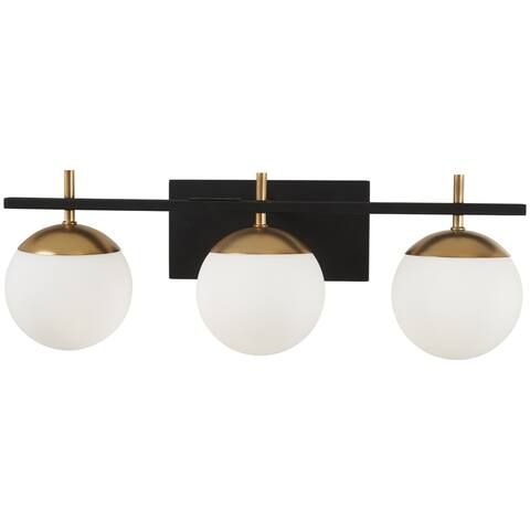 George Kovacs Alluria 3-Light Bathroom Vanity Light-Weathered Black/Autumn Gold Finish, Etched Opal Glass Shade