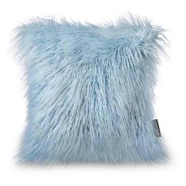 Shop Luxury Series Merino Style Light Blue Fur Throw Pillow Case