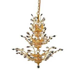 Orchid 13-Light 27 in. Chandelier (Available in Chrome, Dark Bronze, Gold) (Dimmable - Gold - gold (royal cut crystals)) - Chandeliers For Bedrooms by Overstock.com